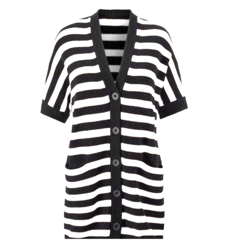CAbi | Whistle Black White Stripe Cardigan